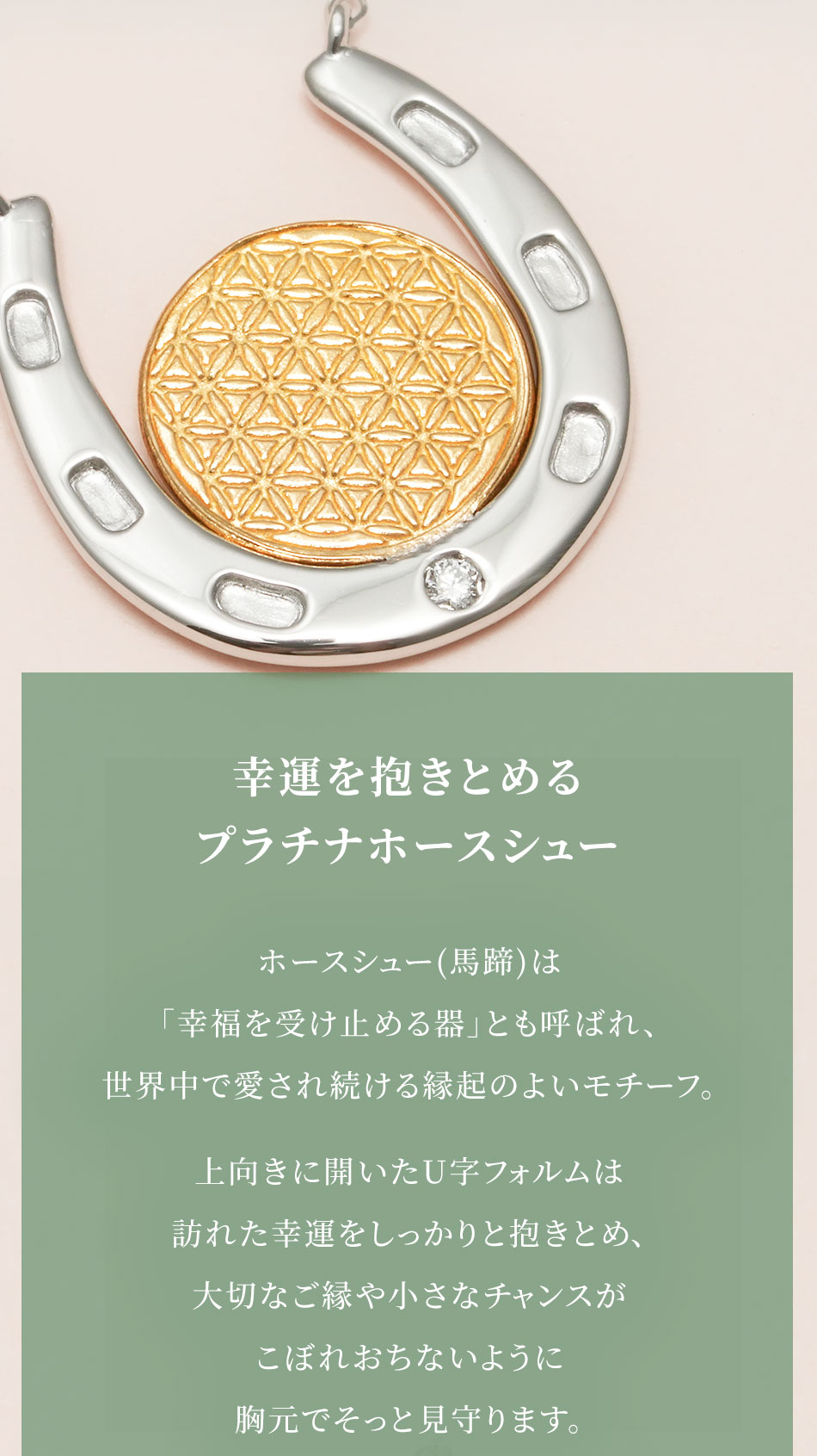 【招福堂】Horseshoe Amulet『ラッキーブルーム』ツインチャームネックレス