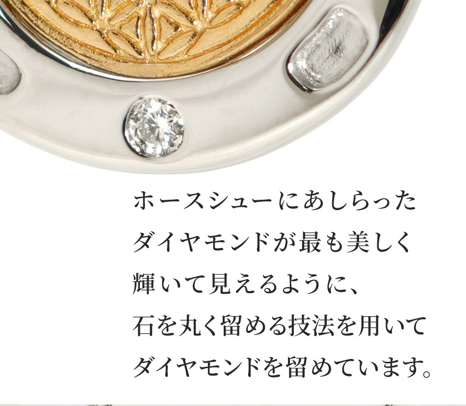 【招福堂】Horseshoe Amulet『ラッキーブルーム』ツインチャームネックレス