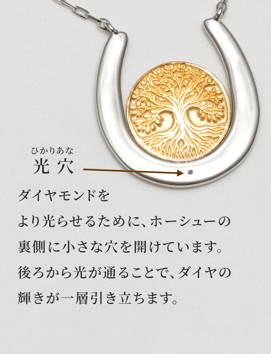 【招福堂】Horseshoe Amulet『ラッキーブルーム』ツインチャームネックレス